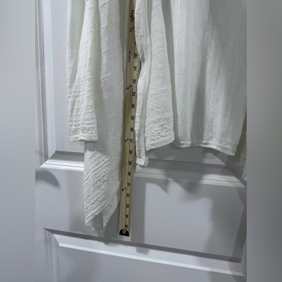 Lilly Pulitzer White Linen Open Front Cardigan S/M Drape Hem Lightweight Wrap - Picture 8 of 10